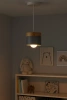 Lampă suspendată cu element din lemn | design minimalist în stil scandinav cu soclu de tavan E27 pentru living, dormitor | gri | YG-XD003-GY