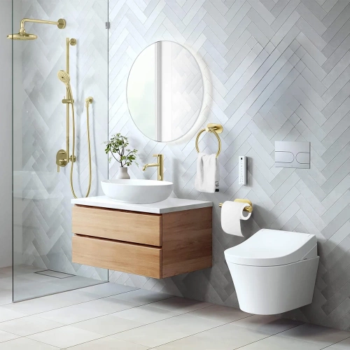 JZU-304-GOUD | Gouden papierhouder | Zelfklevende toiletpapierhanger