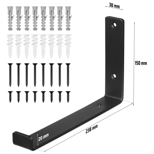 JZ-U235-NERO | Set di 4 reggimensola | Angolo mensola 25 cm
