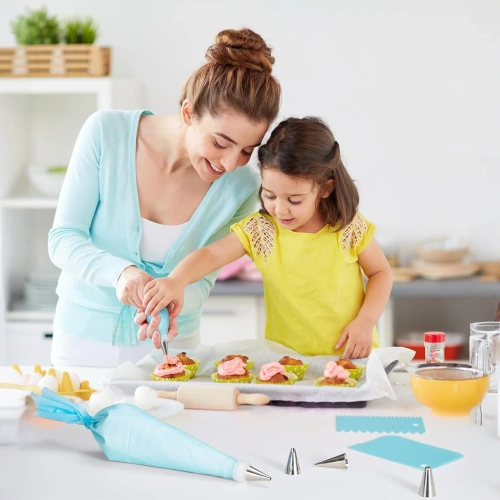 FM-034-ALBASTRU | Punga de patiserie + 24 de ponturi | spatule pentru formarea aluatului