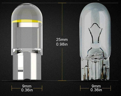 Lâmpada LED transparente W5W T10 HPC COB | Revestimento de cristal