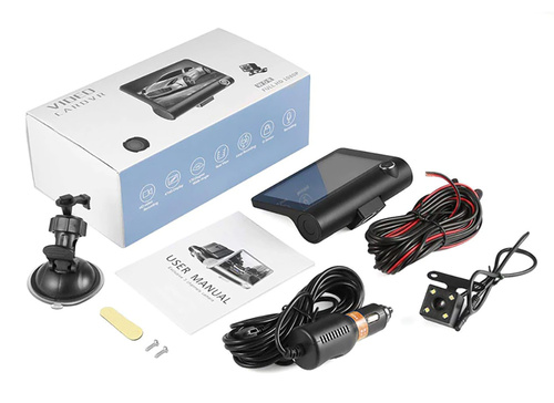 Autokamera | 3 Kameras – Front, Heck, Innenraum | FullHD 1.296p | 4" Display | PZ-E9