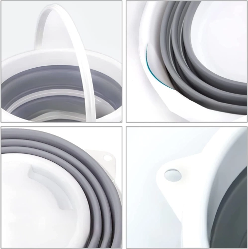 XCP-5L-GRIS | Seau pliant | Silicone | Portable