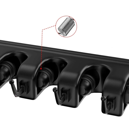 Houder voor dweilen, harken en borstels met haken | 5 plaatsen + haken | SL-005H