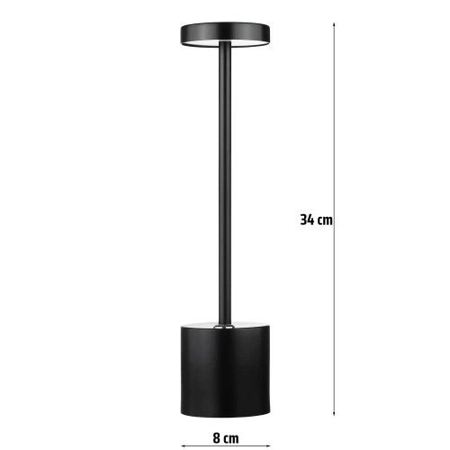 HJA28-BLACK-2 | 34 cm Table lamp with built-in battery | Night lamp with three light colors | Atmospheric lamp for hotels, restaurants