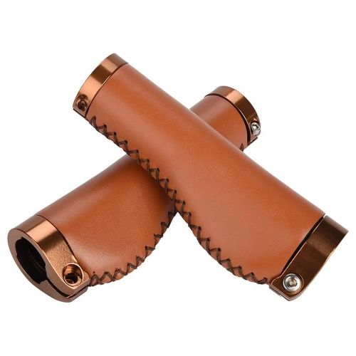 Ergonomic Bicycle Grips | Stylish PU Leather Bike Handles | PUBT-G211A-BR
