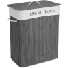 ZYL-100L-СИВ | Сив кош за пране | Бамбуков контейнер за играчки | Дървена кошница за дрехи | Кош за пране за баня с две отделения