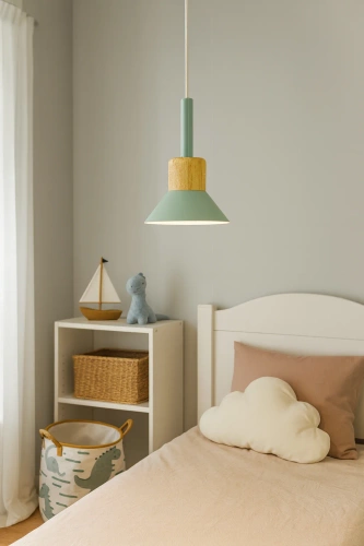 Suspension avec abat-jour vert et bois | style scandinave minimaliste avec douille E27 | vert | YG-XD002B-G