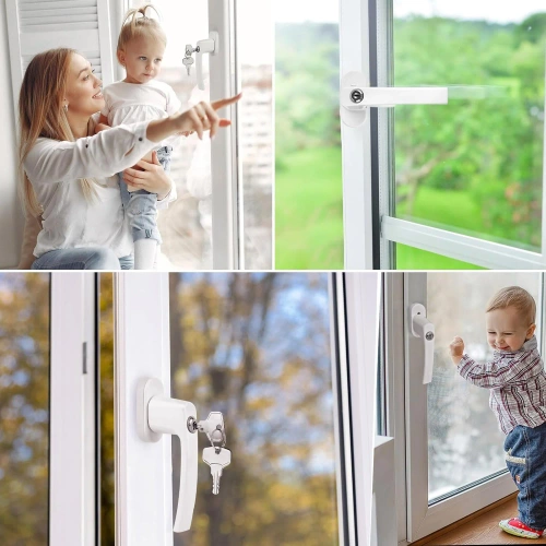 Maniglia per porta con serratura a chiave | Bianco | FH-D12-BIANCO