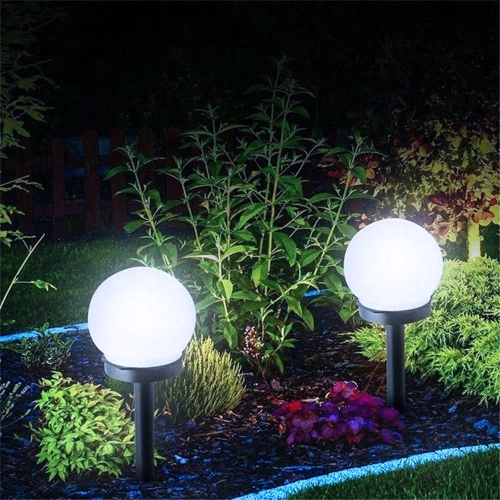 YNG-105-WC | Lampe solaire de jardin boule blanche 10cm