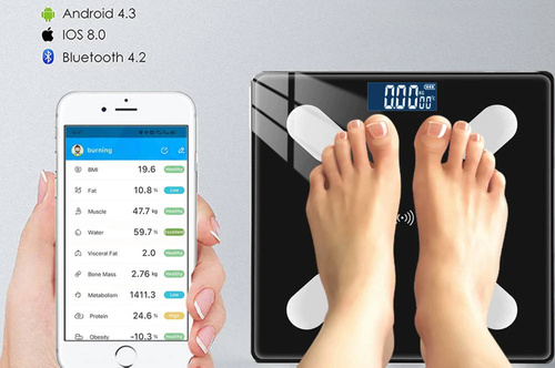 NS-BT1 | Báscula de baño inteligente Bluetooth con termómetro | Pantalla LED