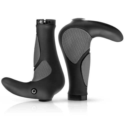 Ergonomic bicycle grips with horns | Anti-slip handlebar grips | MTB, trekking | BHD-233-G