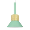Luminária pendente com cúpula verde e detalhe em madeira | design minimalista estilo escandinavo com soquete E27 | verde | YG-XD002B-G