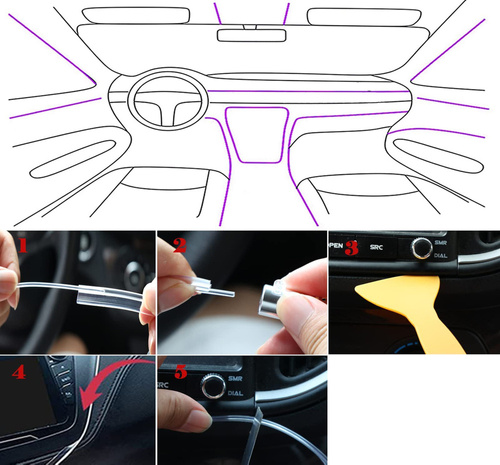 Lumière d'ambiance fibre LED RVB | Assistance aux applications | 6 en 1 | 8 mètres