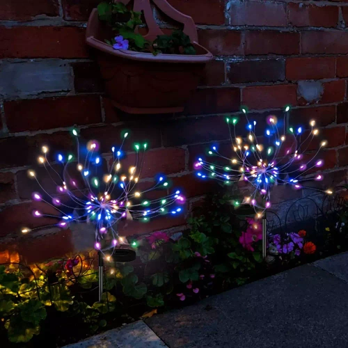LFW-B200-Couleur | Feu d'artifice solaire extérieur à LED | 84 cm, 600 mAh, 200 LED RVB