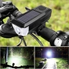 Éclairage vélo solaire avec LED puissante de 350 lm, klaxon de 120 dB et recharge USB/solaire | Éclairage vélo avec klaxon | QX-LY-17
