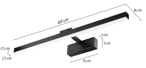 MIH-60CM | Luminária de parede acima do espelho | Iluminação de banheiro | Uma lâmpada, uma lâmpada acima da imagem