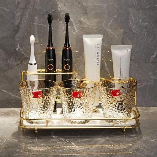 TCT-611-BIANCO | Mensola da bagno | Organizzatore per dentifricio, spazzolini da denti e cosmetici