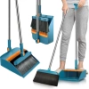 Reinigungsset mit Besen und Kehrschaufel mit langem Stiel | Besen mit drehbarem Kopf und klappbarer Kehrschaufel | FBS-2in1-Blue
