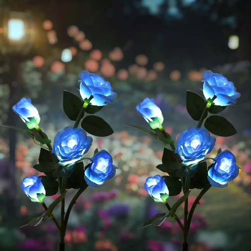 FLD-35-BLUE | LED solar garden lamp Blue roses | 74cm, 600mAh