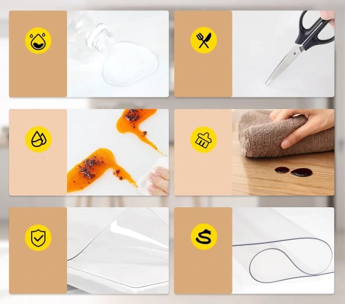 CZD-612-TSP | Beschermmat voor de keukentafel | Transparant bureauonderlegger, aanrecht