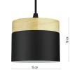 Suspension minimaliste style scandinave avec élément en bois | douille plafond E27 | noir | YG-XD003-BK