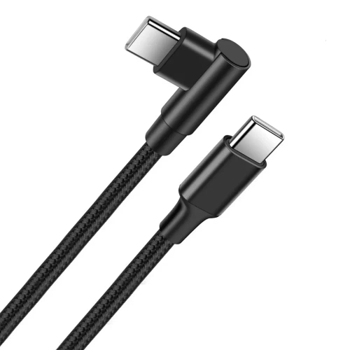 PD-F60W-1M-B | GSM-kabel | Hoek USB-C-kabel | Kabel met een 90 graden stekker. | Snel opladen POWER DELIVERY | Datatransmissiekabel