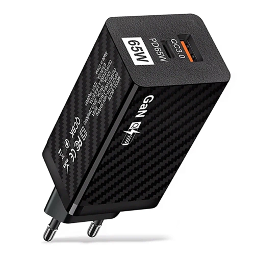 GaN | Caricabatterie da parete rapido da 65 W con porte USB e USB-C PD 3.0