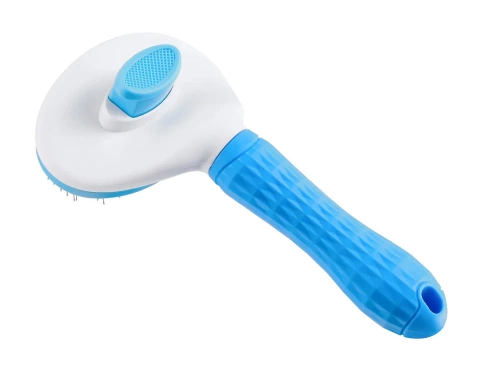 PSC-195-BLU | Spazzola per spazzolare peli di cani e gatti | Spazzola autopulente per la toelettatura degli animali