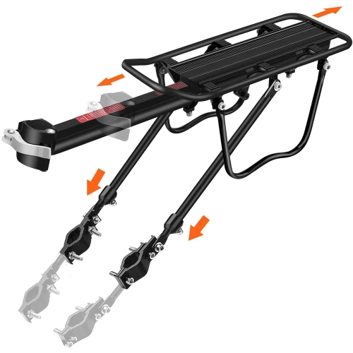 Fahrrad-Gepäckträger hinten, universal, verstellbar, Aluminium, für Sattelstütze, 24–29 Zoll, bis 50 kg Traglast | 671-09-C