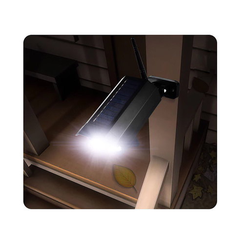 LED-Gartenleuchte mit Solarbetrieb und Bewegungs- sowie Dämmerungssensor | Kameradummy | IP65 | 42 SMD-LEDs | IR-Fernbedienung | AH016-42