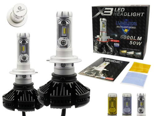 A set of LED bulbs H7 X3 DIODE TYPE ZES 50W 12000 lm