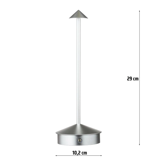 HJA32-SØLV | Bordlampe med indbygget batteri | Natlampe med tre farver lys | Atmosfærisk lampe til hotel eller restaurant