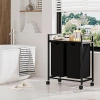 MZ-B20-BLACK | Laundry basket with shelf | Two-compartment laundry basket | Laundry basket with wheels