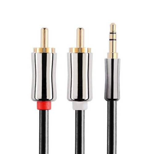 AC-3-3M-Zilver | Jack <> 2x RCA (Chinch) kabel | vergulde connectoren | Hoofdkwartier