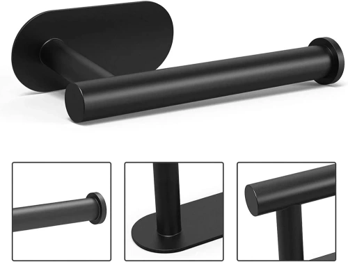 JZU-304-NEGRO | Portapapeles negro | Colgador de papel higiénico autoadhesivo