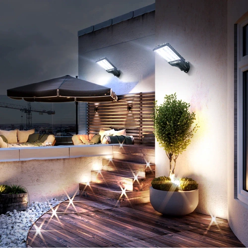 LED-Gartenleuchte mit Dämmerungs- und Bewegungssensor | IP65, 72 COB-LEDs, IR-Fernbedienung | LD-616B-72COB