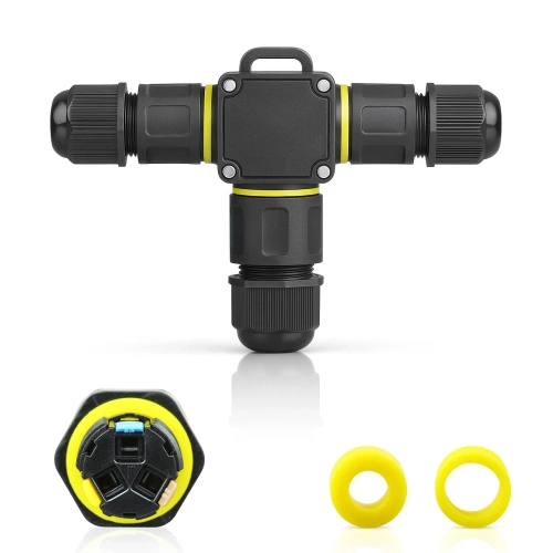 Waterdichte kabelmof IP68 | Zelfklemmende T-connector 3-polig 450 V 24 A voor kabels 4–11 mm | M684-T