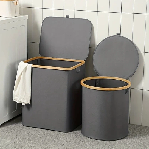 OCF-450-CINZA | Cesto de roupa suja | Cesto de roupa suja dobrável | Recipiente para brinquedos em tecido | Organizador de acessórios