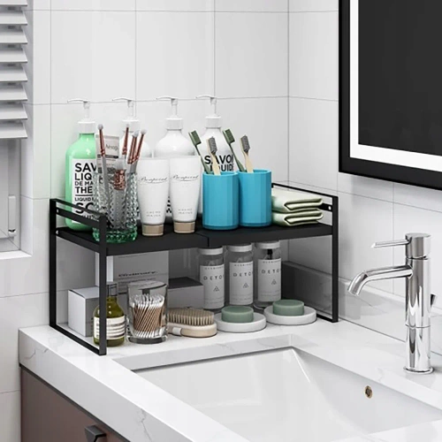 MSK-L40CM-B | Estante de baño para cosméticos | Soporte de cocina metálico | Especiero | estante independiente