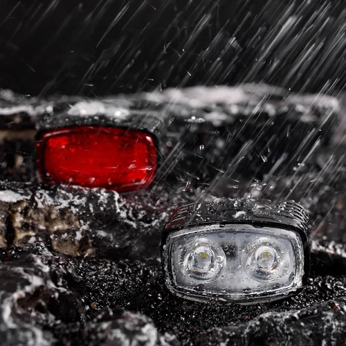 Sada USB LED svetiel na bicykel – predné biele + zadné červené | Výkonné svetlá na bicykel| s batériou | BK-L8005