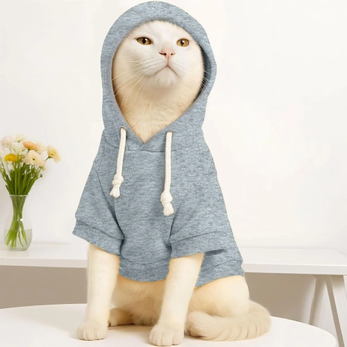 Kutyaruha kapucnival macskáknak és kutyáknak | XS méret | szürke | PET-015XS-GY