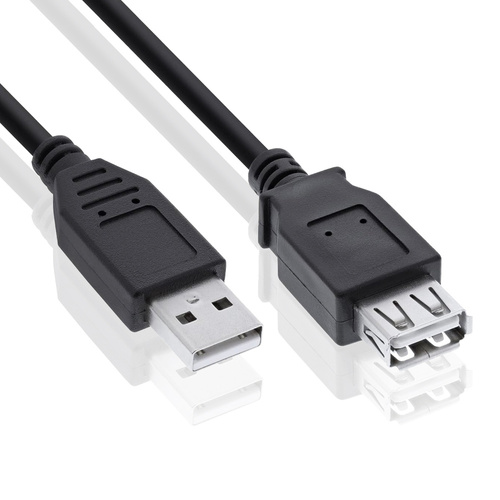 UE2.0-1,5M-Black | USB predlžovací kábel | zástrčky samec + samice | 1,5 metra