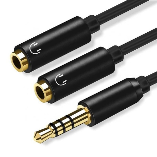 AH2-B-33CM-Negru | Mini jack splitter | terminale și conectori placați cu aur | Calitate HQ