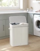 RYL-100L | White laundry basket | Bamboo toy box | Wooden clothes basket | Two-compartment laundry basket for the bathroom