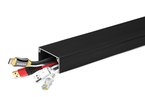ZXC-20-1M | Maskeringsliste til RTV-kabler, kabelkanal, afdækningsramme | 3M selvklæbende tape | 1 meter, 40x20mm, sort