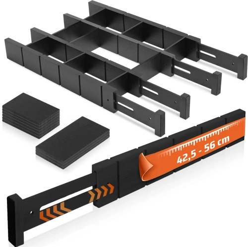 Möbel-Organizer für Schubladen | Verstellbare Trennwände mit 9 Einsätzen aus Bambus | KBT-B615