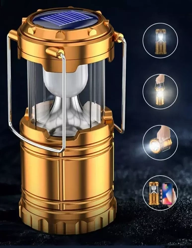 HWL-001-EU | LED solar camping light, tourist torch with powerbank function | Gold
