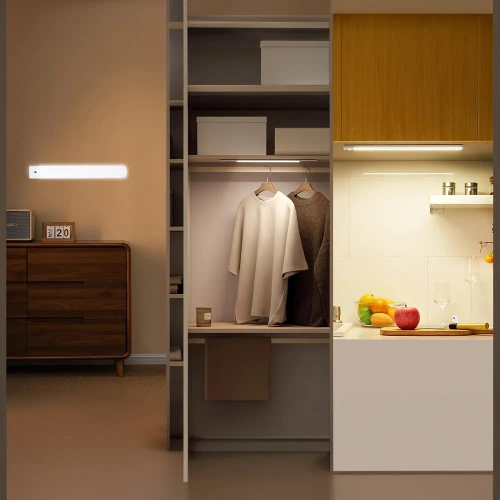 HSL-S40CM-SORT | Møbellampe med bevægelsessensor | Trådløst natlys med sensor | LED underskabslampe, 40 cm