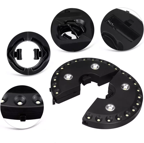 LY-G003 | Parasollamp ⌀22-45mm | 28 LED's, 3 verlichtingsmodi, 4x AA-voeding